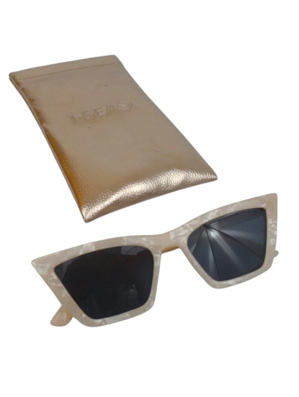 I-SEA Rosey Cat-Eye Polarized Sunglasses - Pearlized Cream Resin w/ Smoke Lenses